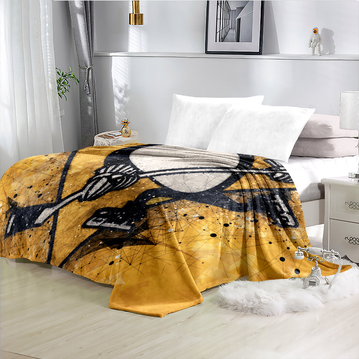 Pittsburgh Penguins Hockey Team Flannel Fleece Throw Blanket