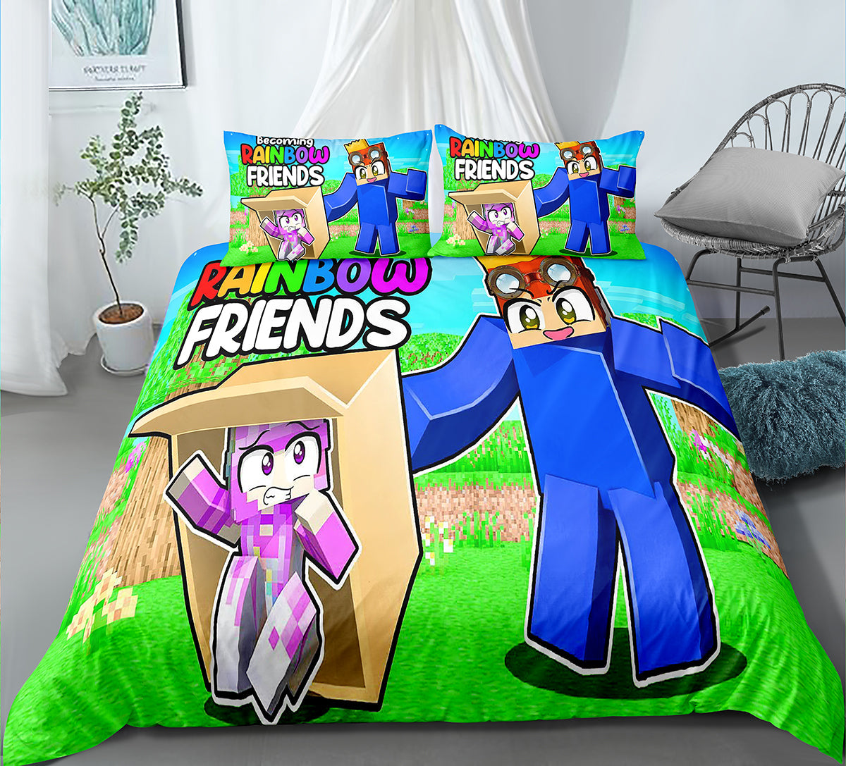 Rainbow Friends Duvet Cover Quilt Cover Pillowcase Bedding Set