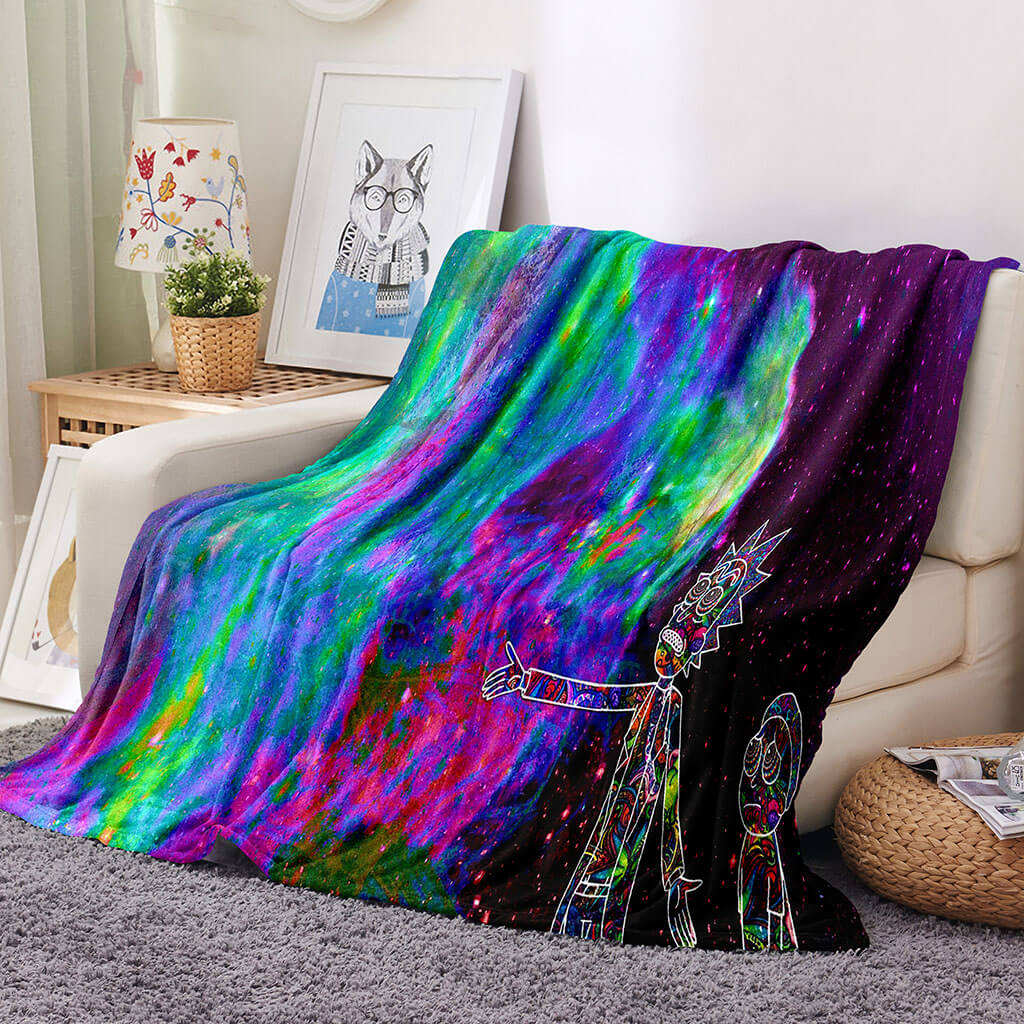 2026 NEW Rick and Morty Pattern Blanket Flannel Throw Room Decoration