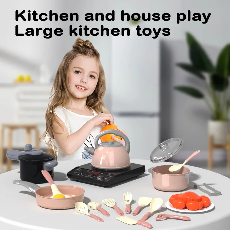 44PCS Simulation Mini Kitchen Toy Set Children's Play House Induction Cooker Home Appliance Series Toys Educational Toys Gifts