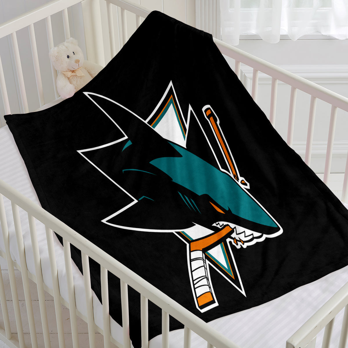 San Jose Sharks Hockey Team Flannel Fleece Throw Blanket