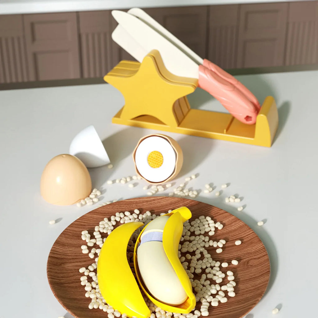 Kitchen Set Cutting Play Food Toys Pretend Cooking Fruit &Vegetables&Fast Food for Toddler&Baby,Educational Gift for Girls Boys