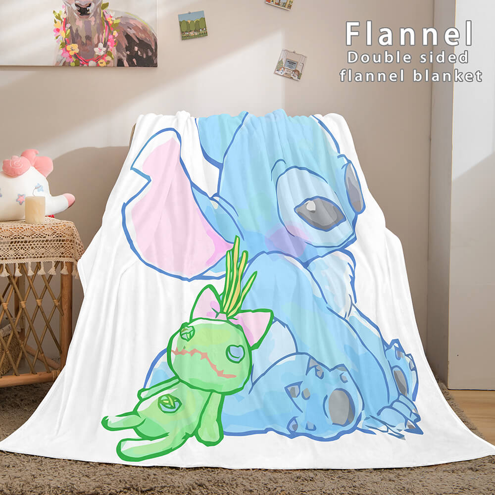 2026 NEW Stitch Flannel Blanket Warm Cozy Bed Blankets Soft Throw Blanket