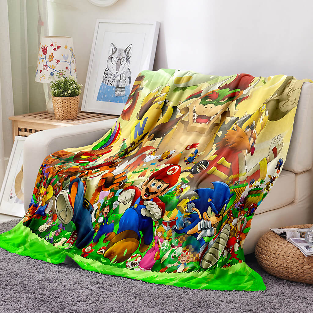2026 NEW Super Mario Blanket Flannel Throw Room Decoration