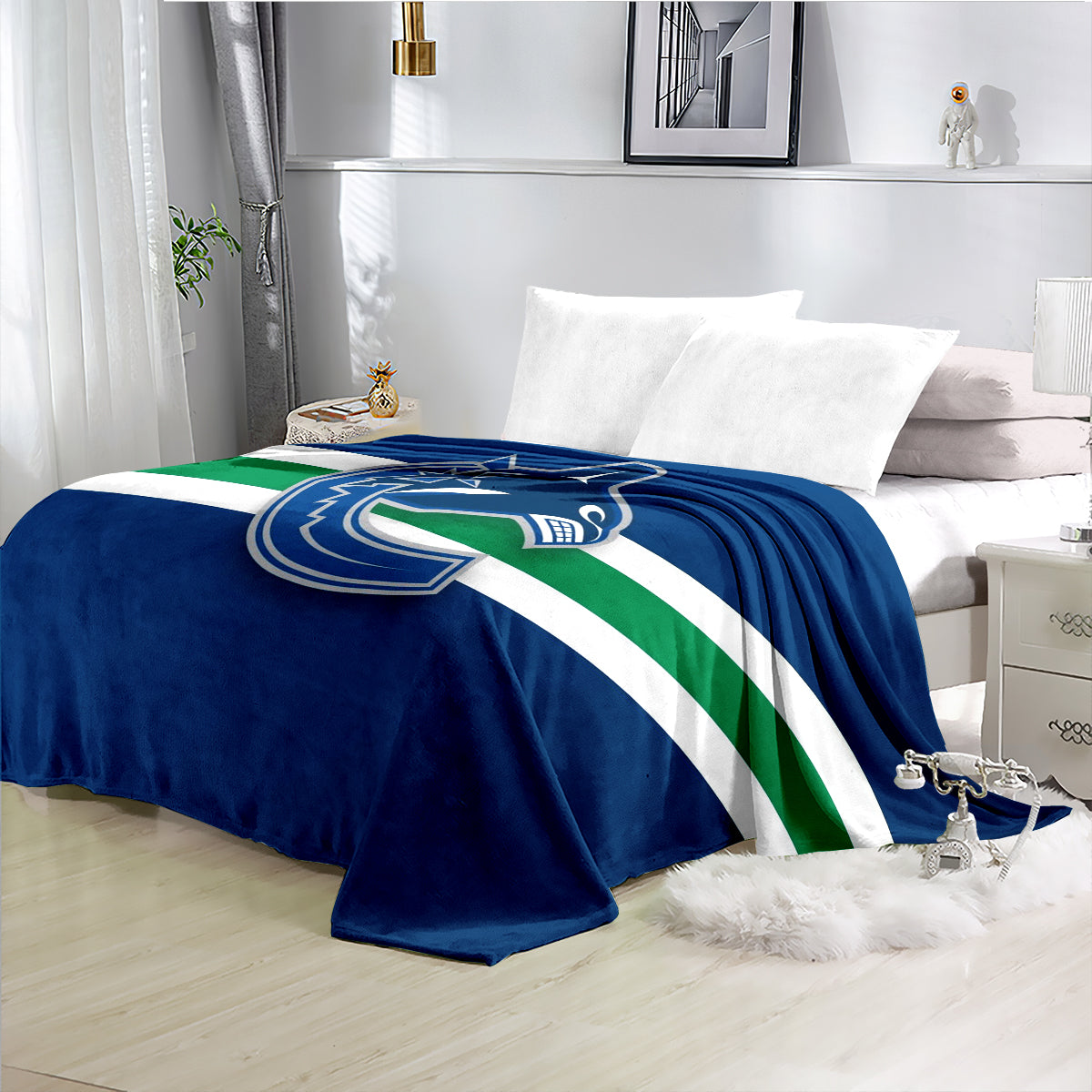 Vancouver Canucks Hockey Team Flannel Fleece Throw Blanket