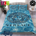 Versace Black Logo Medusa With Shining Water Surface Background Home Decor Bedding Set
