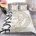 Versace Golden Logo White Back Luxury King Bedding Set