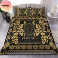 Versace Golden Logo With Black Flames King Bedding Set