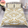 Versace Golden Logo With White Luxury King Bedding Set
