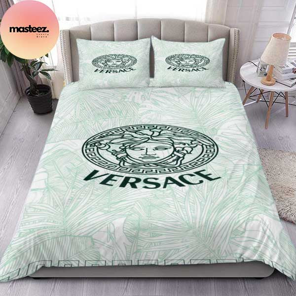 Versace Green Logo Hawaii Luxury King Bedding Set