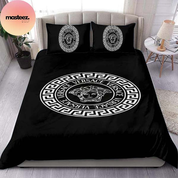 Versace Logo White Black Basic King Bedding Set