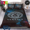 Versace White Medusa Logo Galaxy Background Luxury Bedding Set