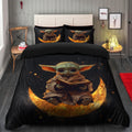 Baby Yoda Crescent Moon Duvet Cover Set with 2 Pillowcases