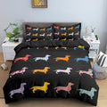 Black Dachshund Duvet Cover Bedding Set with 2 Pillowcases