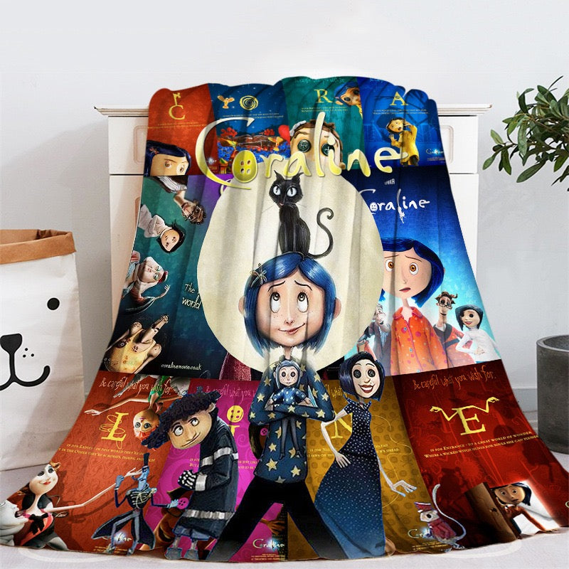 Coraline and the Secret Door 3D Printed Plush Blanket Flannel Fleece Throw