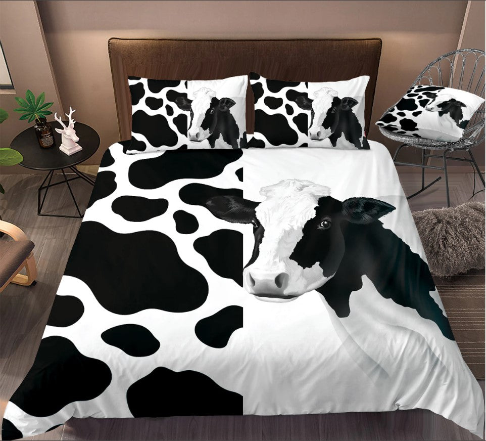 Cow Print Duvet Cover Set with 2 Pillowcases – Bedding Set
