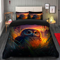 Cozy Fireflies Bedding Set with Cute Owl Duvet Cover and 2 Pillowcases