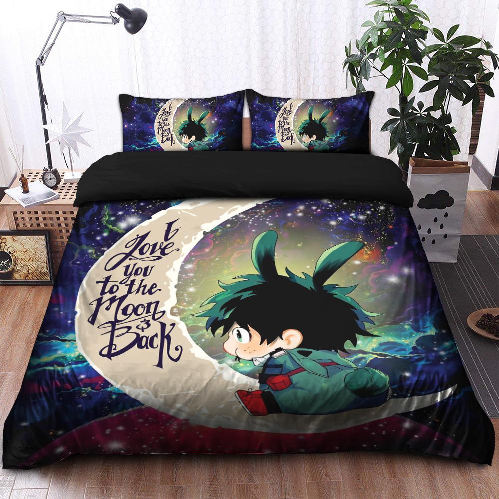 Deku My Hero Academia Anime Bedding Set – Love You To The Moon Galaxy Duvet Cover with 2 Pillowcases