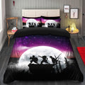 Anime Demon Slayer Kimetsu No Yaiba Moon Night Galaxy Bedding Set Duvet Cover with 2 Pillowcases for Kids and Adults