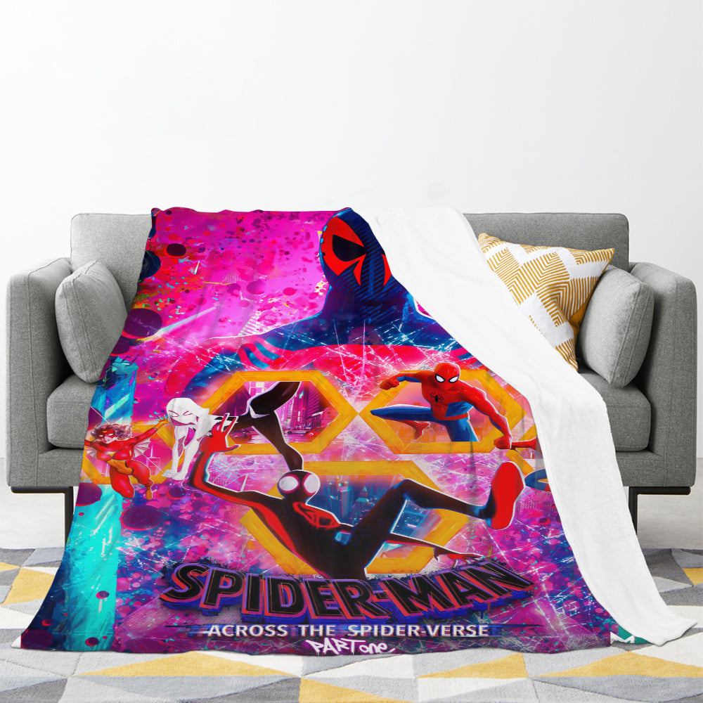 Spider-Man Across the Spider-Verse 3D Printed Plush Blanket Flannel Fleece Throw Warm Gift for Kids Adults Home Office