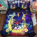 Eevee Evolution Pokemon Galaxy Duvet Cover Set with 2 Pillowcases