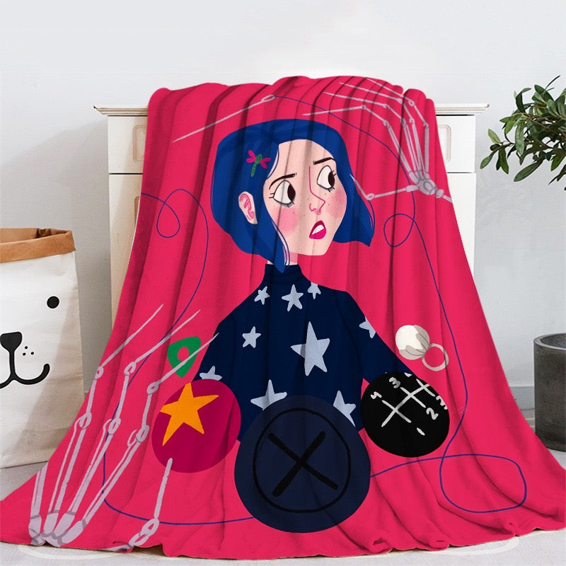 Coraline and the Secret Door 3D Printed Plush Blanket Flannel Fleece Throw
