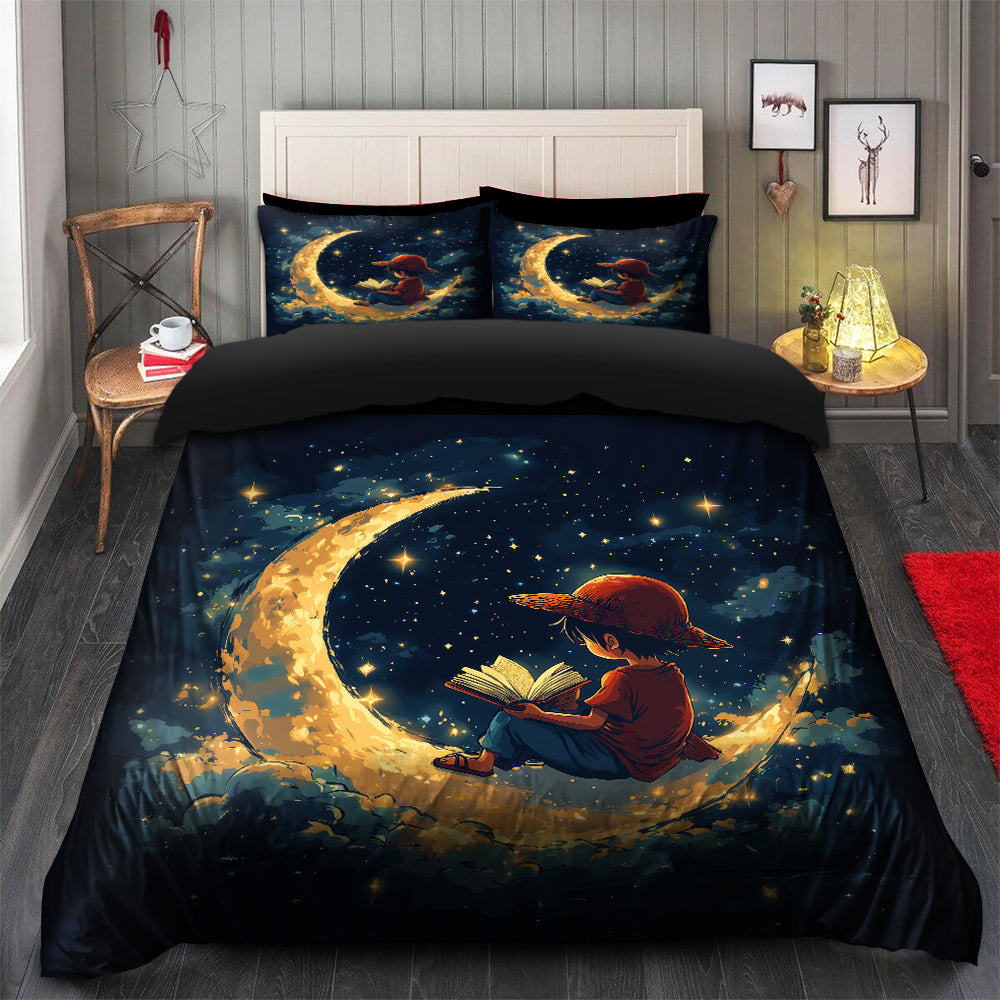 Luffy One Piece Crescent Moon Bedding Set Duvet Cover & Pillowcases