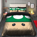 Green Mario Mushroom Duvet Cover Bedding Set with 2 Pillowcases