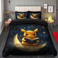 Pikachu Pokemon Bedding Set Duvet Cover with 2 Pillowcases on Moon